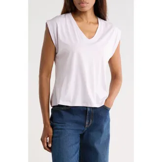 Nordstrom V-Neck Pima Cotton T-Shirt in Purple Hush at Nordstrom Rack, Size X-Small Regular
