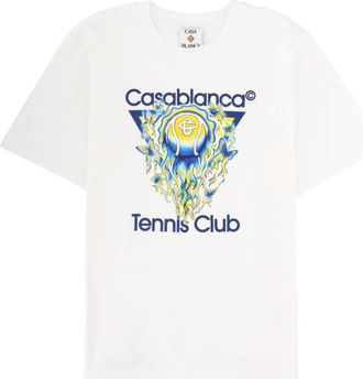 Casablanca Tennis Club Graphic T-Shirt - Heren - T-shirts - Wit - L - Katoen - Tops