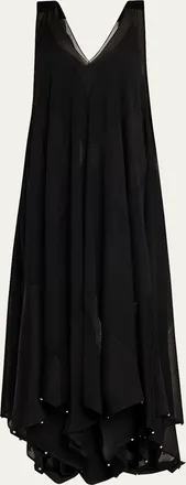 Lanvin Flowy Bow Asymmetric Maxi Dress
