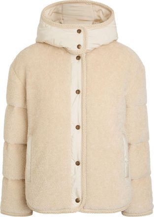 Moncler Ciboulette Braided-trim Padded Fleece Parka Coat - Cream - 3 (UK 14 / L)