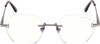 Tom Ford 52mm Geometric Optical Glasses in Dark Gunmetal /Palladium at Nordstrom