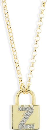 Meshmerise Diamond Padlock Initial Pendant Necklace - 0.12ct. in Yellow-Z at Nordstrom Rack