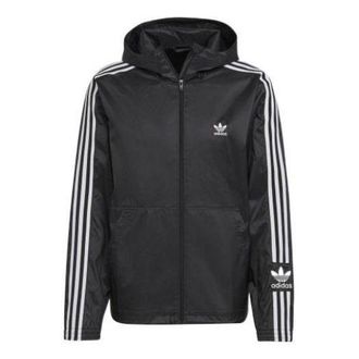 adidas Mens adidas originals Lock Up Wb Stripe Embroidered Hooded Track Jacket Black HC2006
