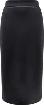 Moncler Hoge Taille Zwarte Rok met Logopatch - Dames - Midirokken - Zwart - S - Polyester - Rokken