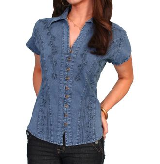Scully Cap Sleeve Blouse In Blue