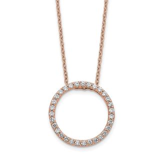 Diamond2Deal 14K Rose Gold 1/2 Ct Lab Grown Diamond Circle Necklace 18 Clarity VS, Color G-H