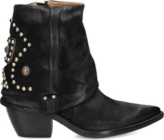 A.S.98 studded heeled boots - women - Leather/Rubber/Leather - 37 - Black