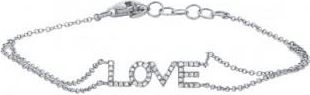 Allurez 0.12ct 14k White Gold Diamond Love Bracelet