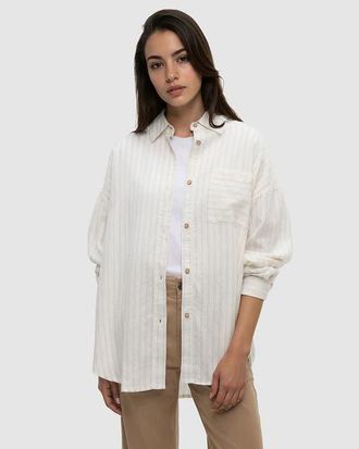 tentree West End Shirt in Undyed/double Stripe at Nordstrom, Size X-Small