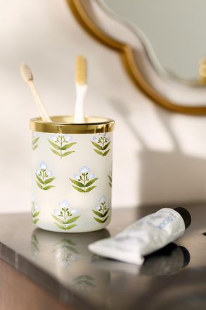 Anthropologie Flower Glass Bath Tumbler