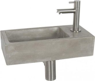 Differnz Juti fonteinset - 38.5x18.5x9cm - Rechthoek - 1 kraangat - Chroom - Beton Grijs
