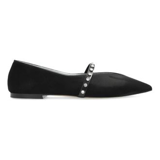 Alexander McQueen Alexander McQueen, Ballerinas, female, Black, Size: 7 US Black Leather Pointed Ballerinas with Jewel
