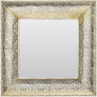 Beliani Espejo De Pared Dorado Con Marco Decorativo Cuadrado 60 Cm Plerin