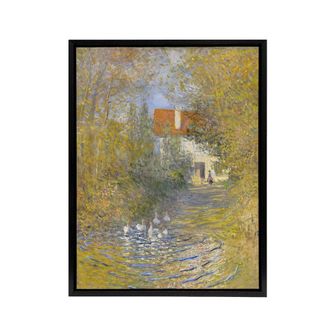 Artery8 The Geese Impressionist Painting Monet Vintage Framed Canvas Wall Art in Green | Size: W24 x H32