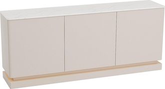 Pascal Morabito Aparador de 3 puertas con LEDs de MDF - Beige y efecto m&aacute;rmol blanco - DEVIKA de Pascal MORABITO