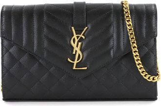 Saint Laurent Black Leather Chain/Shoulder Wallet (Pre-Owned)