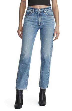 Rag & Bone Harlow Rhinestone Straight Leg Jeans in Evjewel at Nordstrom Rack, Size 31