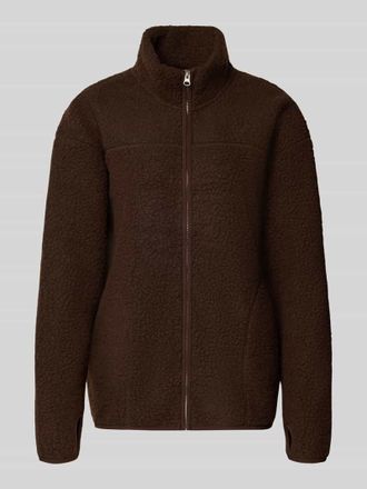 Pieces Relaxed Fit Teddyjacke mit Stehkragen Modell SAIDA in Dunkelbraun, Gr&ouml;&szlig;e XL
