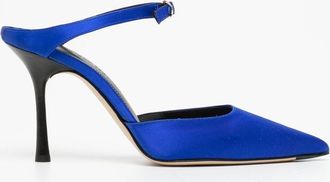 Victoria Beckham Jordy 90mm satin mules - women - Fabric/Leather/Leather - 39 - Blue