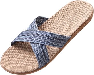 Generic Mens Summer Couple Home Thick Sole Non Slip Indoor Floor Sandals and Slippers Indoor Outdoor Slippers for Men Size 14 (Blue, 7.5)