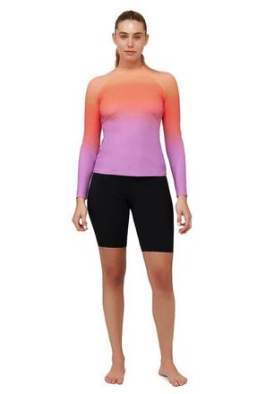 Free Sport By Gottex Nixi Long Sleeve Rash Guard Swim Top in Multi-Orange at Nordstrom, Size Medium