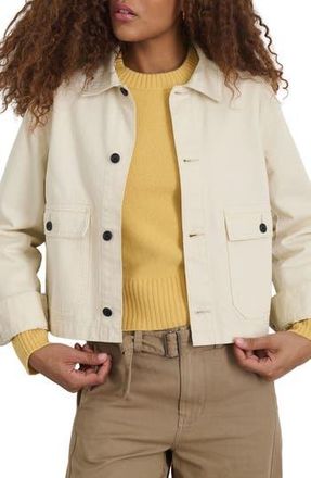Alex Mill Marfa Crop Herringbone Twill Work Jacket in Off White at Nordstrom Rack, Size X-Large