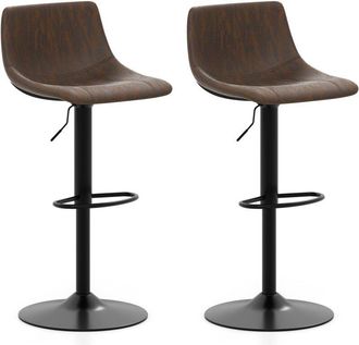 Costway Set di 2 Sgabelli da Bar Moderno, Regolabile e Girevole a 360°, Sgabelli da Cucina con Schienale e Poggiapiedi, Sgabello Struttura in Metallo Stile