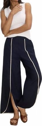 Nic+Zoe Piped Wide Leg Pant In Dark Indigo