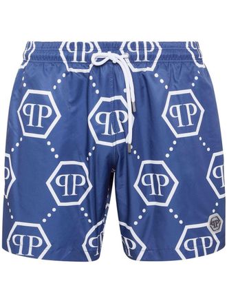 Philipp Plein Costume da bagno con monogramma - Blu