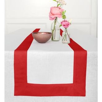 Solino Home Linen Table Runner for Dining Table, Holiday and Everyday Table Decor - Contempo in Red And White at Nordstrom, Size Xx-Small