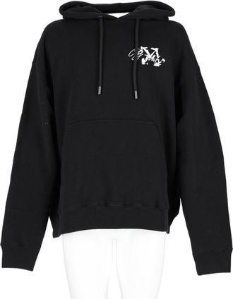 Off-white Black Cotton Graphic Logo Hoodie