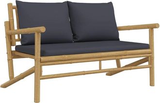 vidaXL Vidaxl - Banco de jardín de bambú con cojines gris oscuro