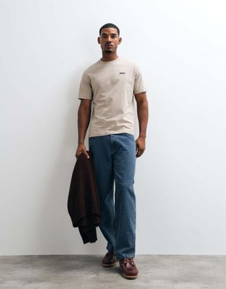 Barbour Taylor Archive T-shirt grafica con logo, maniche corte, stampa sul retro, color cemento-Grigio