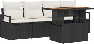 vidaXL Vidaxl - Garden Sofa Set Manual 5 pcs Black and cream 100 x 55 x 73 cm
