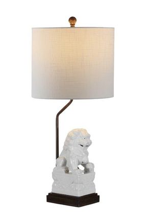 Jonathan Y Designs Guardian Lion 27.5 Ceramic Classic Modern LED Table Lamp, White at Nordstrom