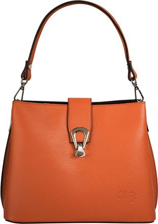 Cluty Umh&auml;ngetasche CLUTY, Damen, Gr. B/H/T: 25cm x 21cm x 13cm onesize, orange, Leder, leicht gl&auml;nzend, unifarben, Taschen Umh&auml;ngetasche, echt Leder, Made 