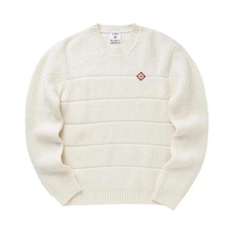 Casablanca Padded Crew - Heren - Ronde hals truien - Wit - S - Wol - Truien & Vesten