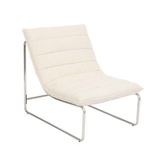Sweeek Sill&oacute;n de tela chenilla con estructura cromada, beige