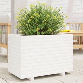 vidaXL Jardinera Madera Maciza De Pino Blanco 70x40x49,5 Cm Vidaxl