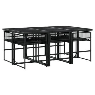 Berkfield Home Beautiful 7 Piece Garden Dining Set Black Poly Rattan