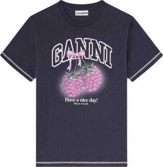 Ganni T-Shirts - Dames - T-shirts - Blauw - XS - Katoen - Tops