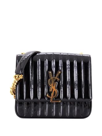 Saint Laurent Vicky Vertical Quilted Patent Large crossbody bag - Nero