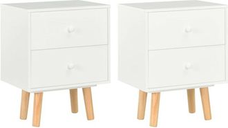 vidaXL Tablas De Cabece 2 Pcs 40x30x50cm Madera De Pino De Pino Blanco