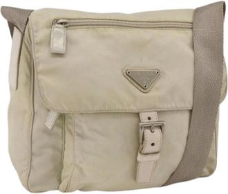 Prada Pre-owned Cross Body Bags, female, Beige, Size: ONE SIZE Pre-owned Vintage Nylon Shoulder Bag