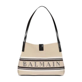 Balmain Release Small Canvas and Leather Tote