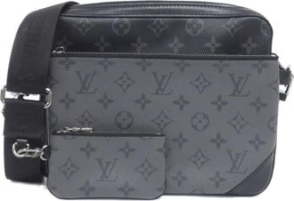 Louis Vuitton Black Gris Coated Canvas Pouch Shoulder Bag (Pre-Owned)