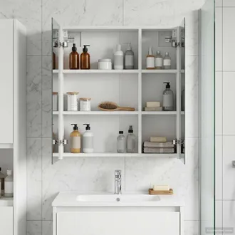 vidaXL Vidaxl Mobiletto Per Specchio Da Bagno Bianco 60 X 14,5 X 70 Cm