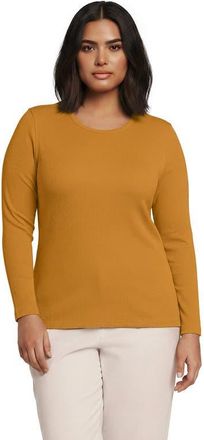 Lands End Plus Size Long Sleeve Micro Rib T-Shirt in Vintage Amber at Nordstrom, Size 2X