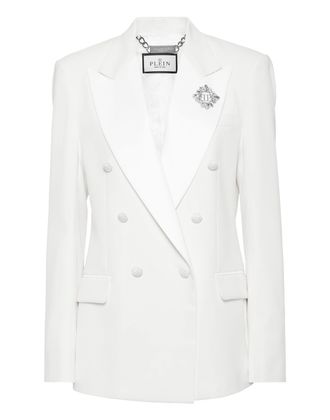 Philipp Plein Crepe And Satin Double-Breasted Blazer Dame