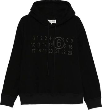 Maison Margiela Felpa con logo Numeric e cappuccio - Nero